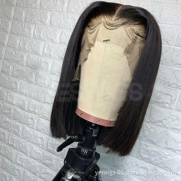 Straight Short Bob Wigs Human Hair Hd Full Lace Front Wig Raw Brazilian Natural Virgin Human Hair Transparent Lace Frontal Wig